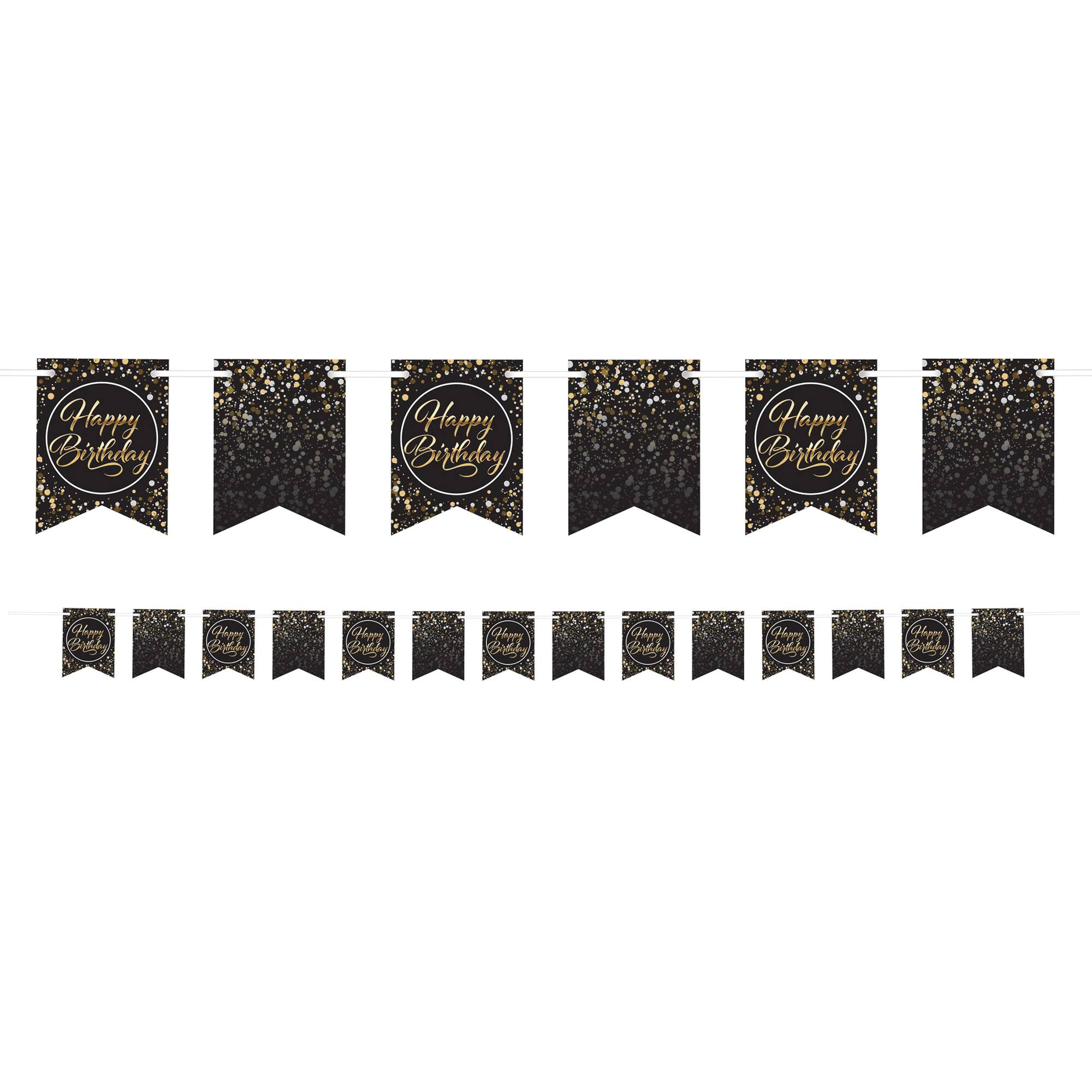 Beistle 8ft. Black, Gold & Silver Happy Birthday Streamer